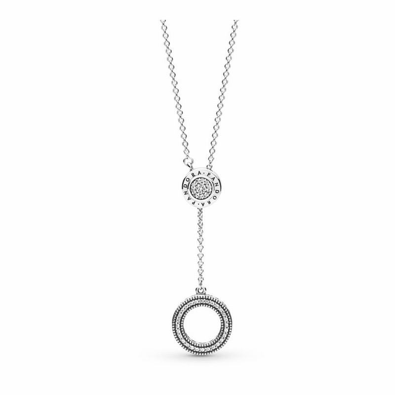 Pandora Signature Necklace - Sterling Silver/Silicone/Cubic Zirconia - Canada | WJ4822HS